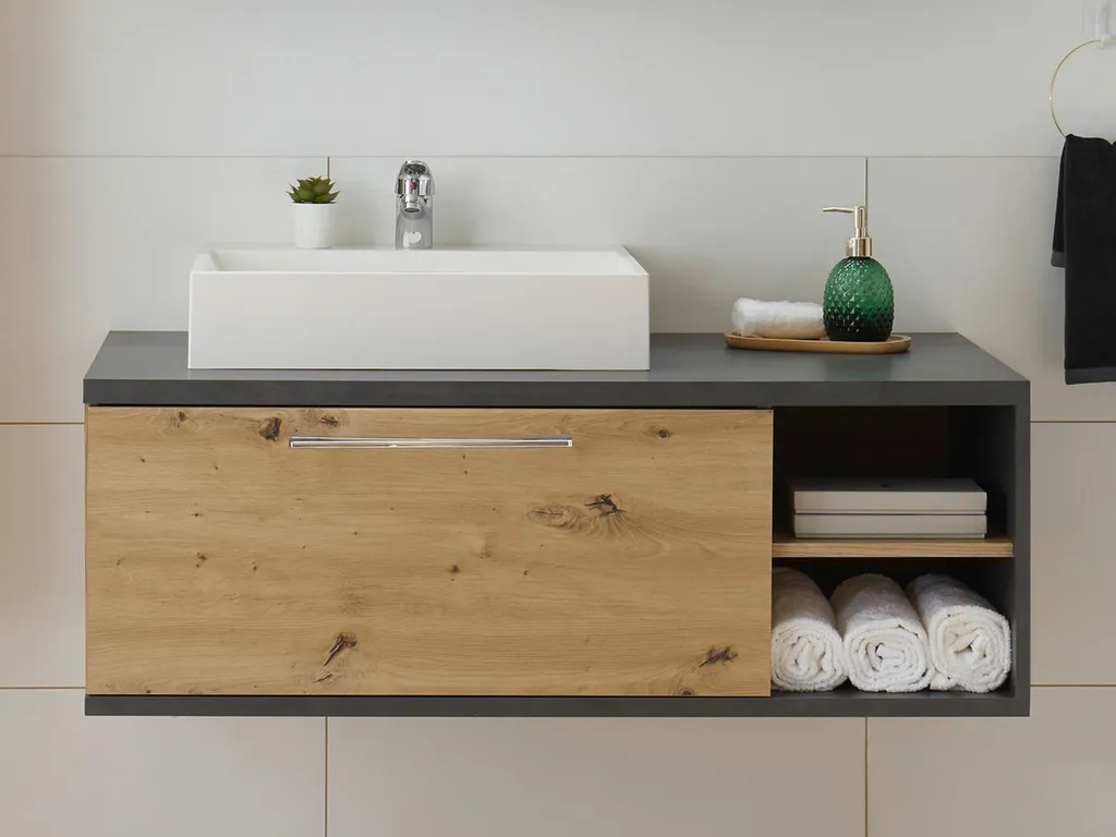 Meuble vasque Nebraska effet béton Matera 110cm - Finition Premium