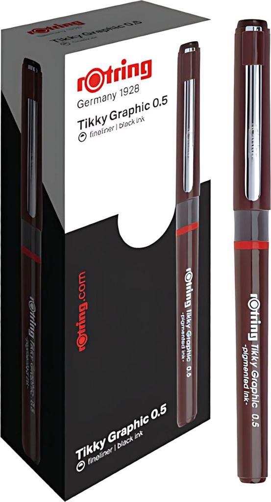 ROTRING Feinfaserschreiber Tikky Graphic 0,5mm Schwarz 1 Immagine del prodotto 