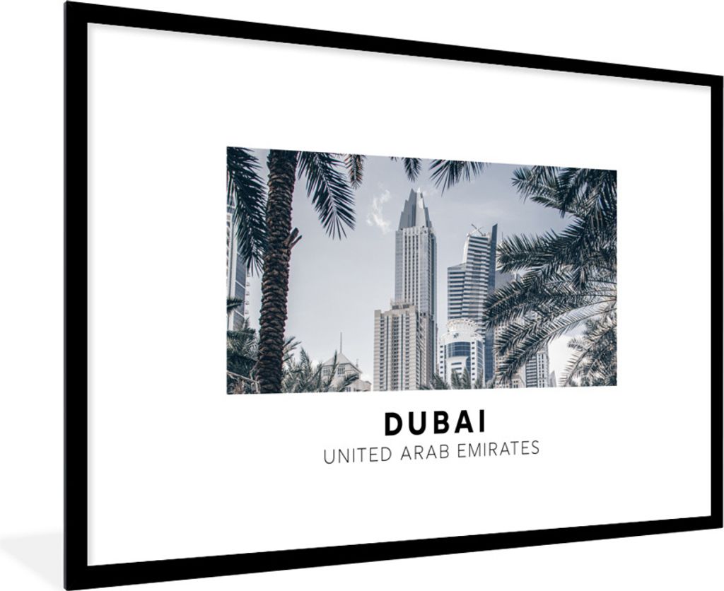 MuchoWow Gerahmtes Poster Dubai - Architektur - Palmen 90x60 cm - Poster mit Schwarzem Bilderrahmen Wandposter Rahmen Foto Bilder - Wanddekoratio...