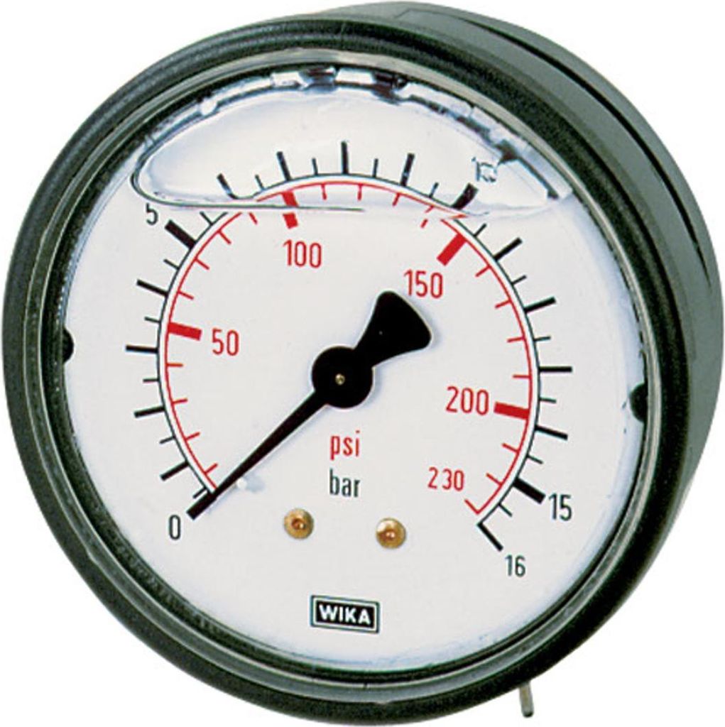 Riegler Glyzerinmanometer, Kunststoff, G 1/4 hinten zentr., 0-160,0 bar, Ø 63
