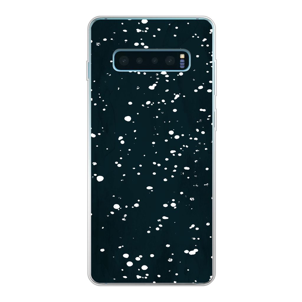 MuchoWow Handyhülle Schutzhülle Hülle für Samsung Galaxy S10 Plus Polka dots - Schwarz - Weiß Silikon Softcase Handy Hülle - Schutzhülle