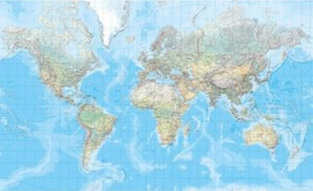 Poster Carte du Monde pour Bureau et Études Kümmerly+Frey Physique 1:20m