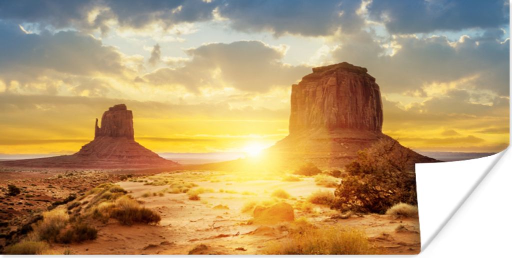MuchoWow Poster Sonnenuntergang - Felsen - Landschaft - Horizont 150x75 cm - ohne Rahmen