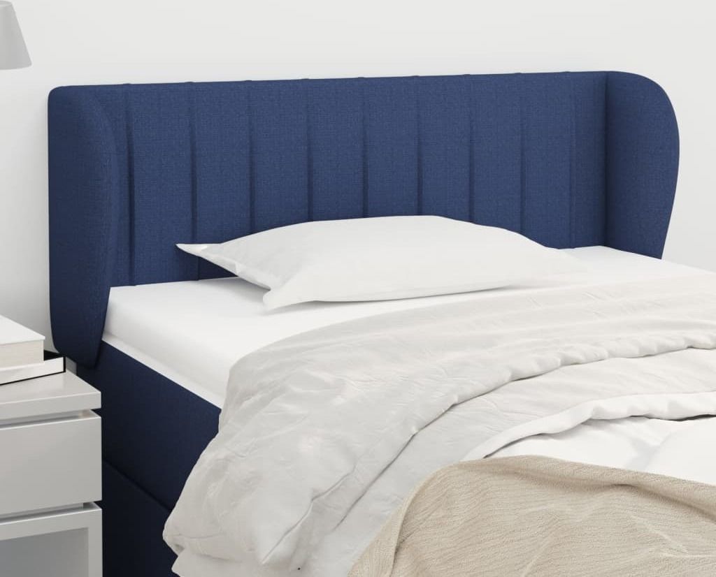 The Living Store Kopfteil mit Ohren Blau 93x23x78/88 cm Stoff