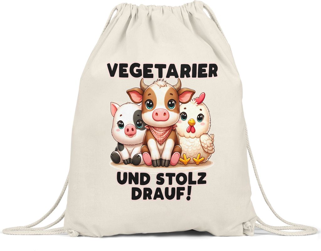 Vegetarier und stolz drauf Süße Tiere Turnbeutel - Vegetarier Stolz Geschenk