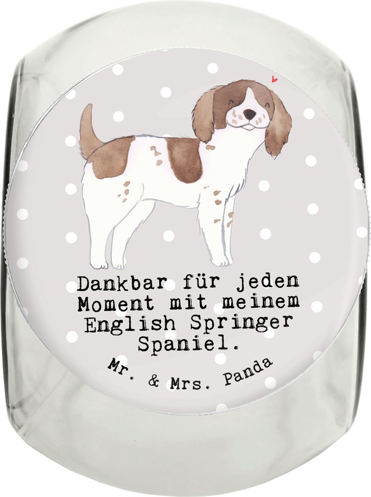 Mr. & Mrs. Panda Dose English Springer Spaniel Moment XL 2000ml - Grau Pastell - Geschenk, Keksdose, Vorratsbehälter, glasbehälter, Vorratsglas, ...