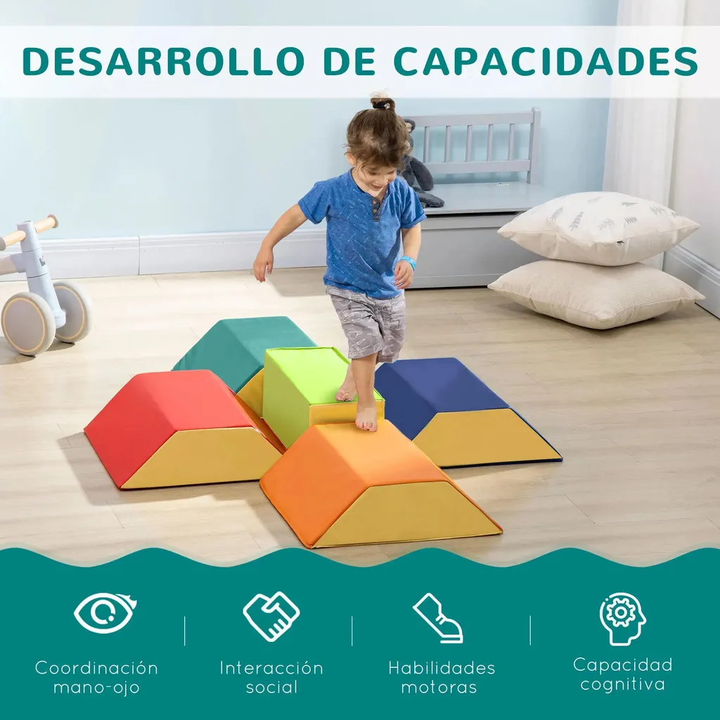 Module de motricité bébé en mousse EPE - Jeu d'éveil 5 pièces coloré - 3
