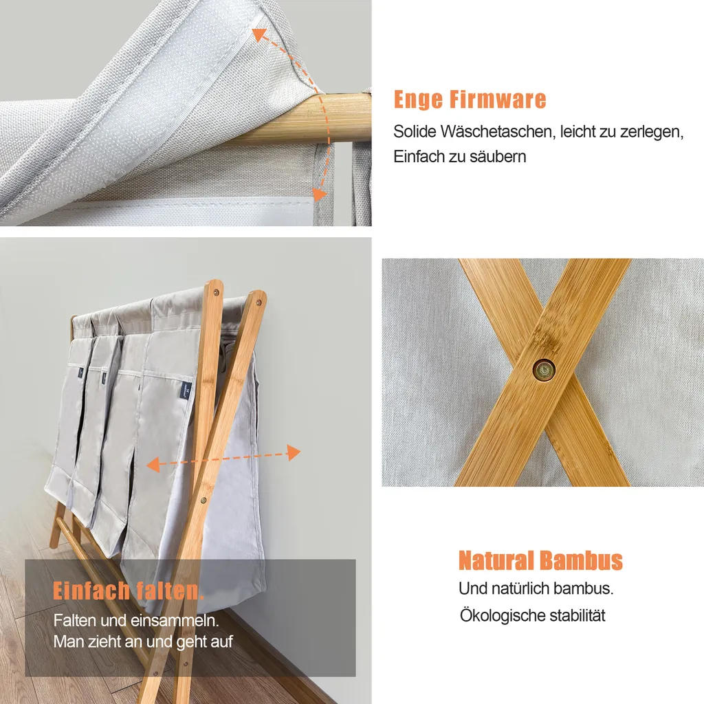Panier à Linge 4 Compartiments pour Finir la Corvée de Tri 200L - 3