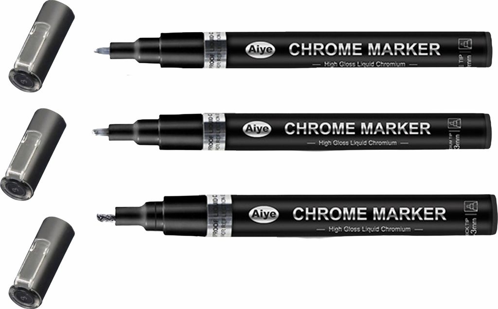 3pcs Mirror Chrom Marker Stift Golden Silber Farbe Bronze wasserdichtes Modell Malerei markierende DIY -Kunstprojekte reflektiert dauerhafte metall...
