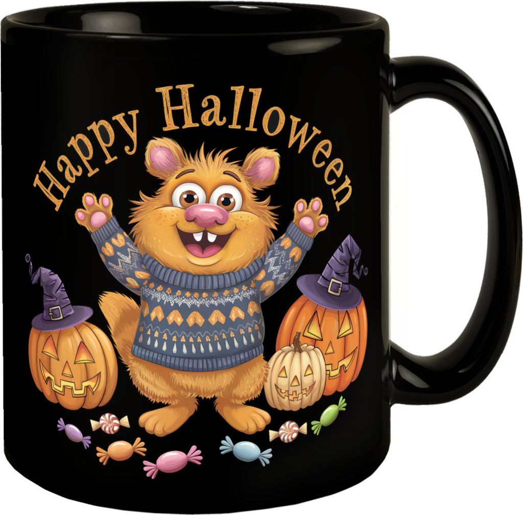 Happy Halloween Bär mit Pullover Tasse