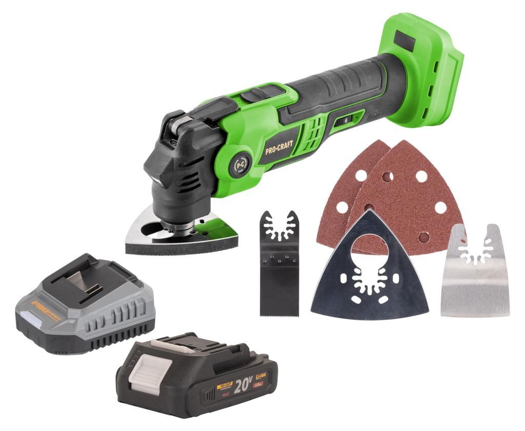 Procraft PMT22bb Akku Multifunktionswerkzeug 20 V Brushless + 1x Akku 2,0 Ah + Ladegerät