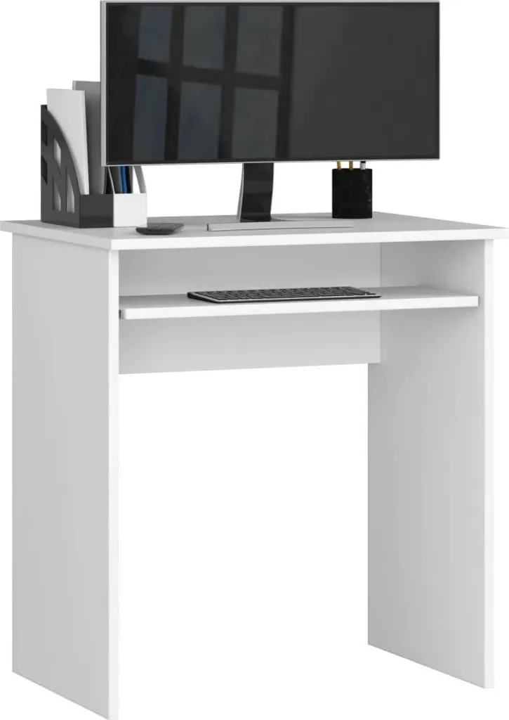 Bureau PC gain de place WREN blanc - Poste de télétravail compact - 2