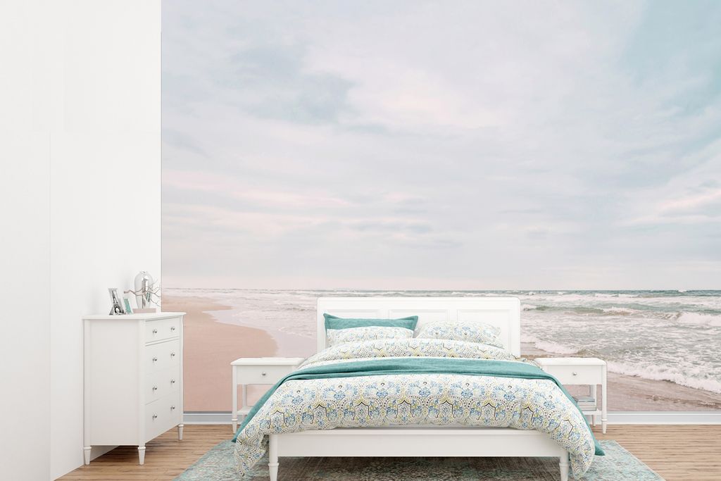 MuchoWow Fototapete für Wohnzimmer oder Schlafzimmer Wandtapete Vinyl Motivtapete Meer - Strand - Wellen - Natur - Sommer - 305x220 cm - Wandbilder