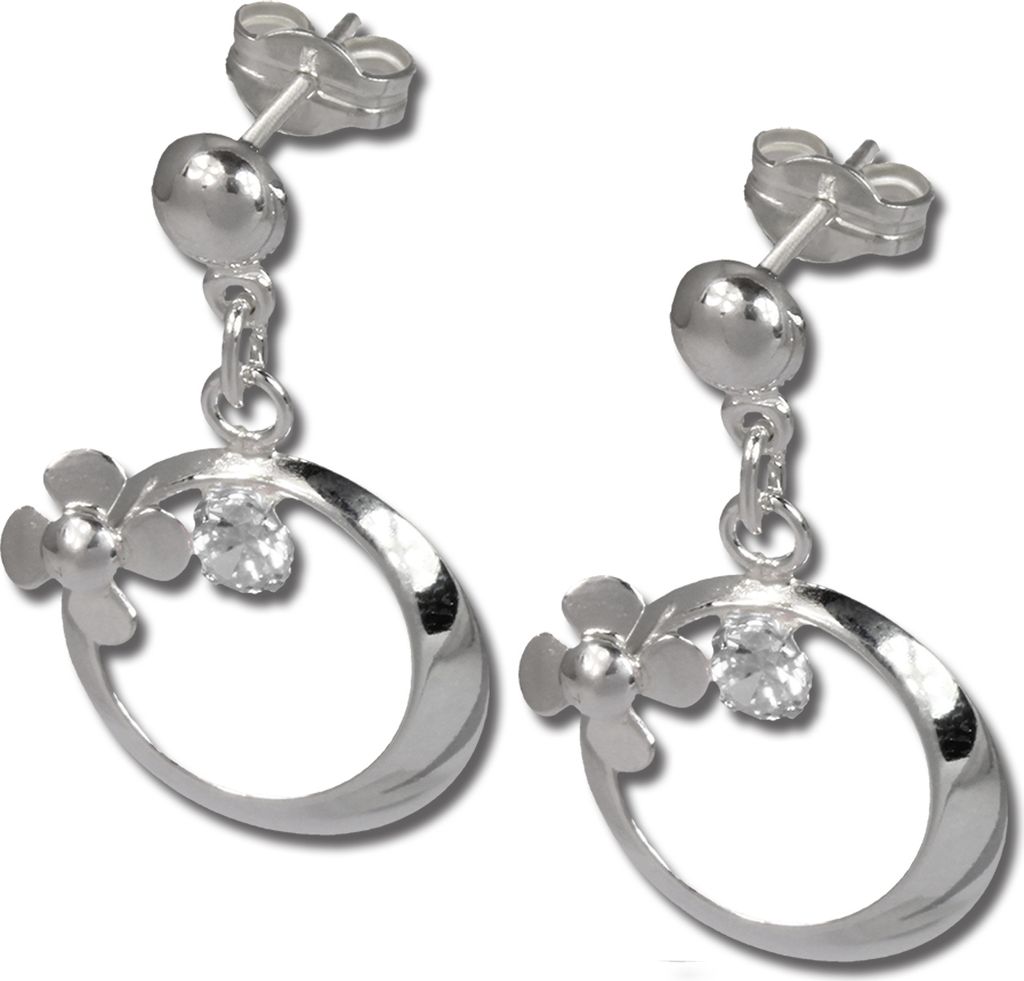 SilberDream Ohrstecker Damen Silber weiß Blütenring Zirkonia Ohrringe SDO547W