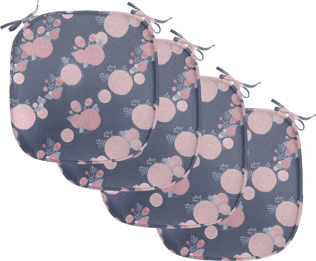 Coussin de chaise anti-glisse et antitache Lot de 4 Motif Fleuri 40cm