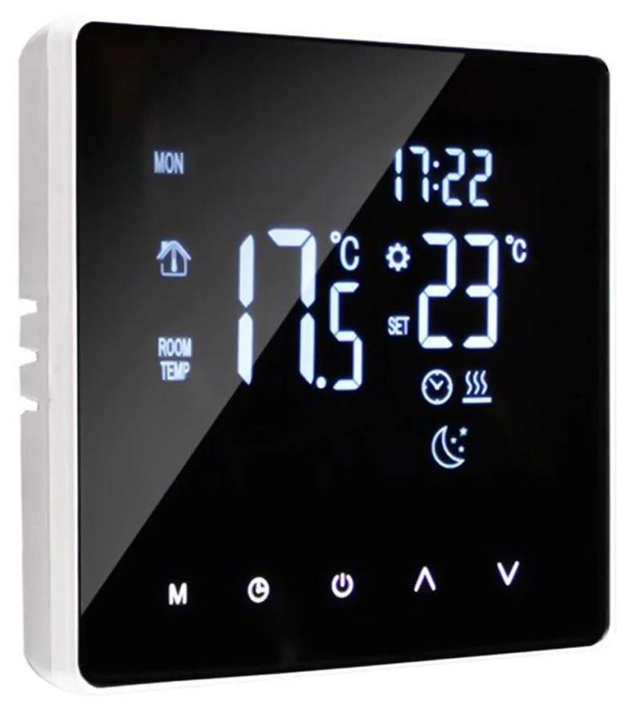 EU Thermostat - Raumthermostat - Für wassergeführte Fußbodenheizung - LCD Touchscreen - Wochenprogrammierbar - 3A - Weiß