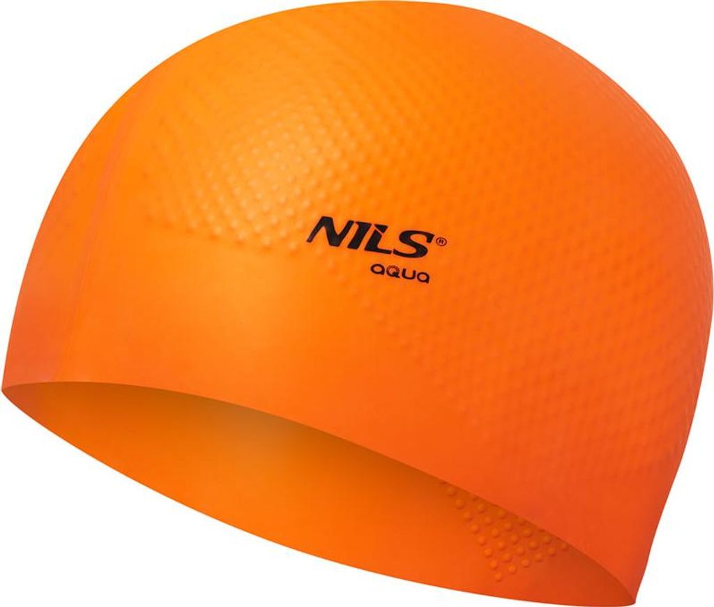 NQC Einfarbige orange Silikon-Badekappe Punkte Nils Aqua Produktbild 
