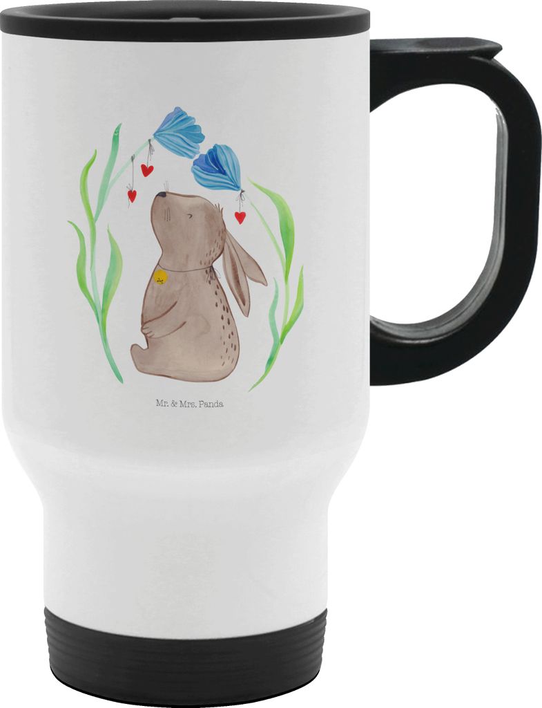Mr. & Mrs. Panda Kaffeebecher To Go Hase Blume - Weiß - Geschenk, Thermobecher Klein, Geburtstag, thermosbecher, Geburt, Kaninchen, Ostern, Schwan...