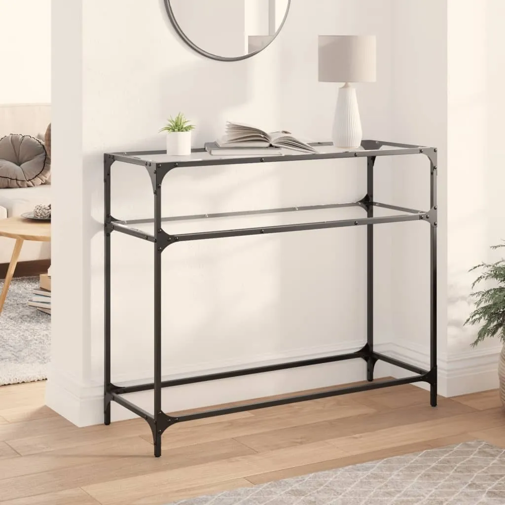 Design Nuovo Tavolo Consolle con Piano in Vetro Trasparente 98x35x81 cm Acciaio - Tavoli Consolle Möbel2025 CHY5924293 1parcel
