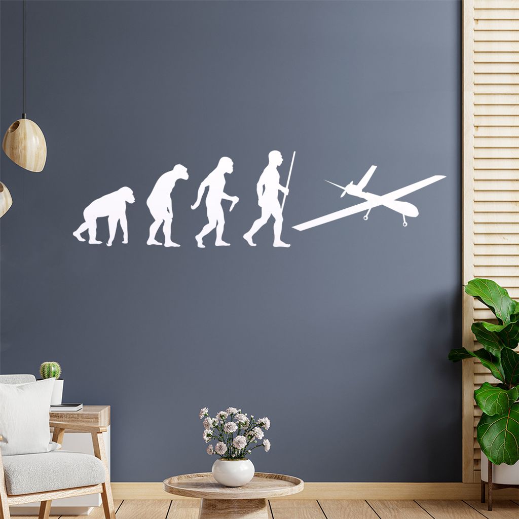 Drohne Flugzeug Evolution Wandtattoo Wandaufkleber Wall Sticker - Dekoration, Küche, Wohnzimmer, Schlafzimmer, Badezimmer