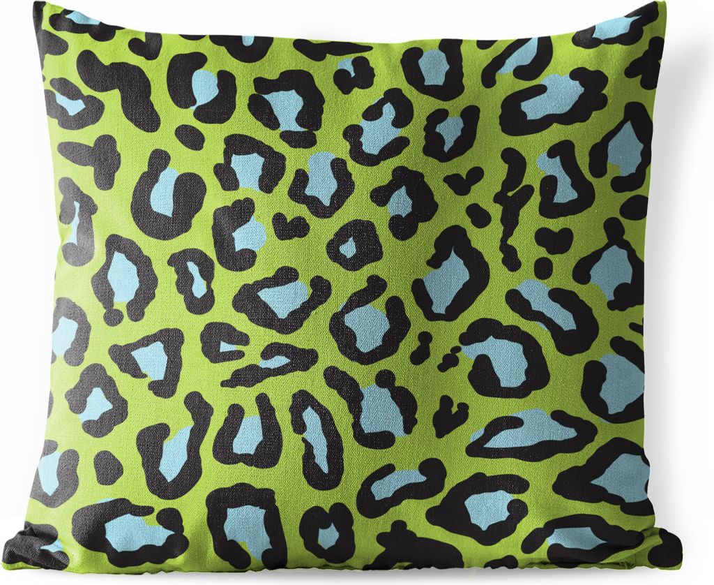 MuchoWow Outdoor Kissen - Pantherdruck - Grün - Blau - 45x45 cm - Wetterfest - Lounge Kissen - Fotokissen - Dekoratives Kissen