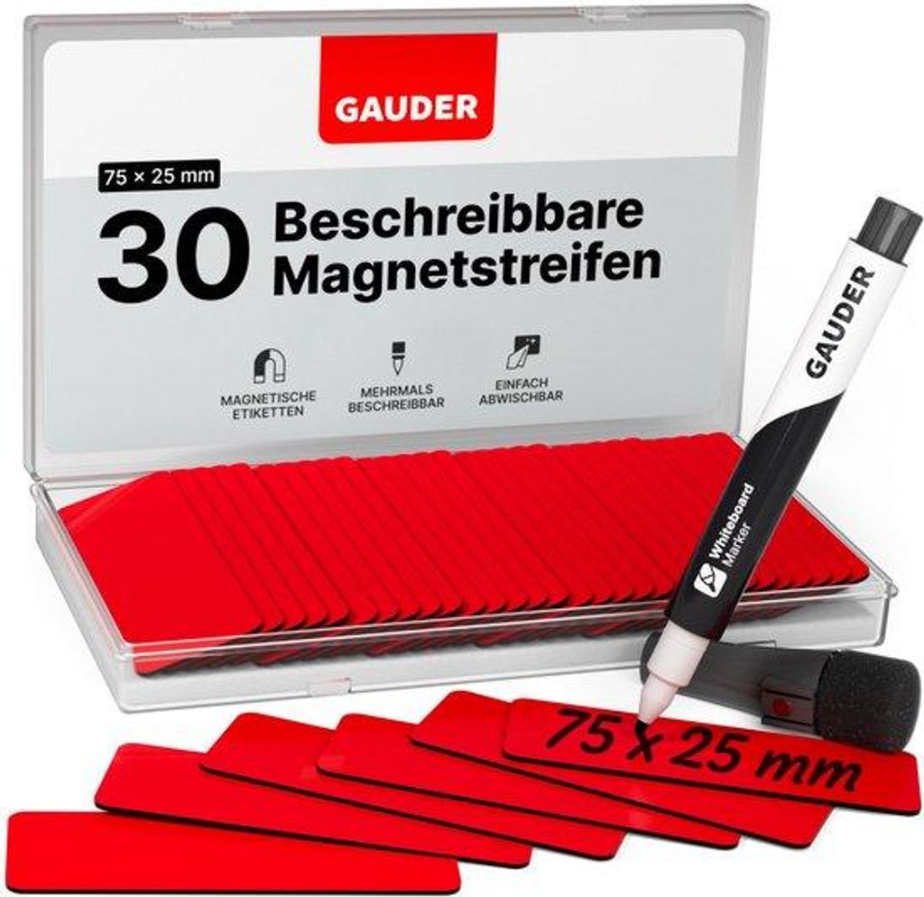 Magnetische Etiketten, herbruikbare Magnetbögen für Whiteboards, Schulbögen, Kanbanbögen und Kühlschränke, Magnetkarten mit Marker, 30 Stück...