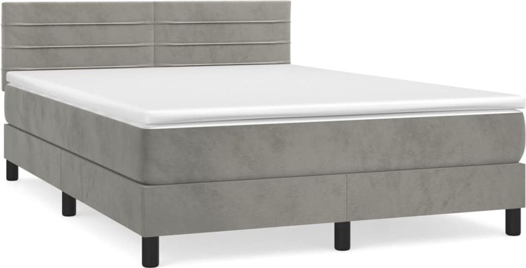 Boxspringbett mit Matratze Hellgrau 140x200 cm Samt