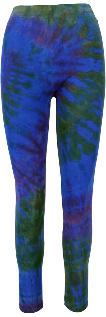 Unikat Batik Damen Leggings, Stretch Hose für Frauen, Yogahose - Blau, Elasthan,Viskose, Shorts, Leggings