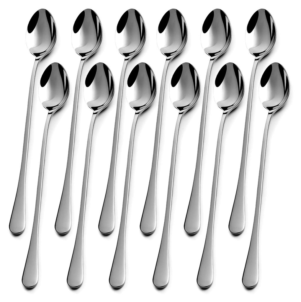 Kaffeelöffel Lang 12 Stück, 19 cm Edelstahl Teelöffel Dessertlöffel, Langer Löffel für Café, Zuhause, Restaurant, Hotel, Latte Macchiato Lö...