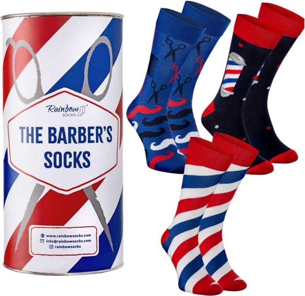 Rainbow Socks Alltagssocken Barbier Friseurladen 3 Paar Lustiges Geschenk Gr.47-50