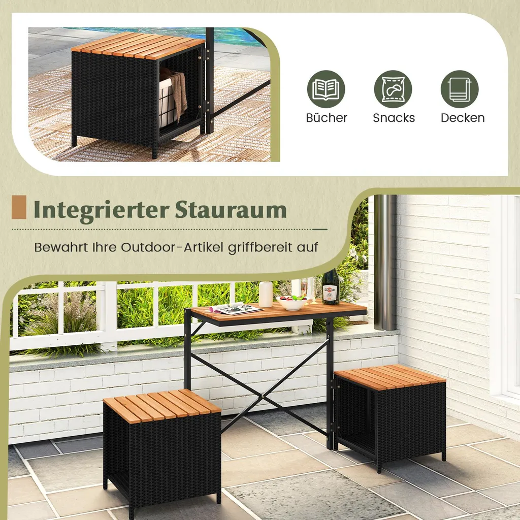 Banc de Jardin Transformable 2 en 1 avec Table Intégrée Design Compact