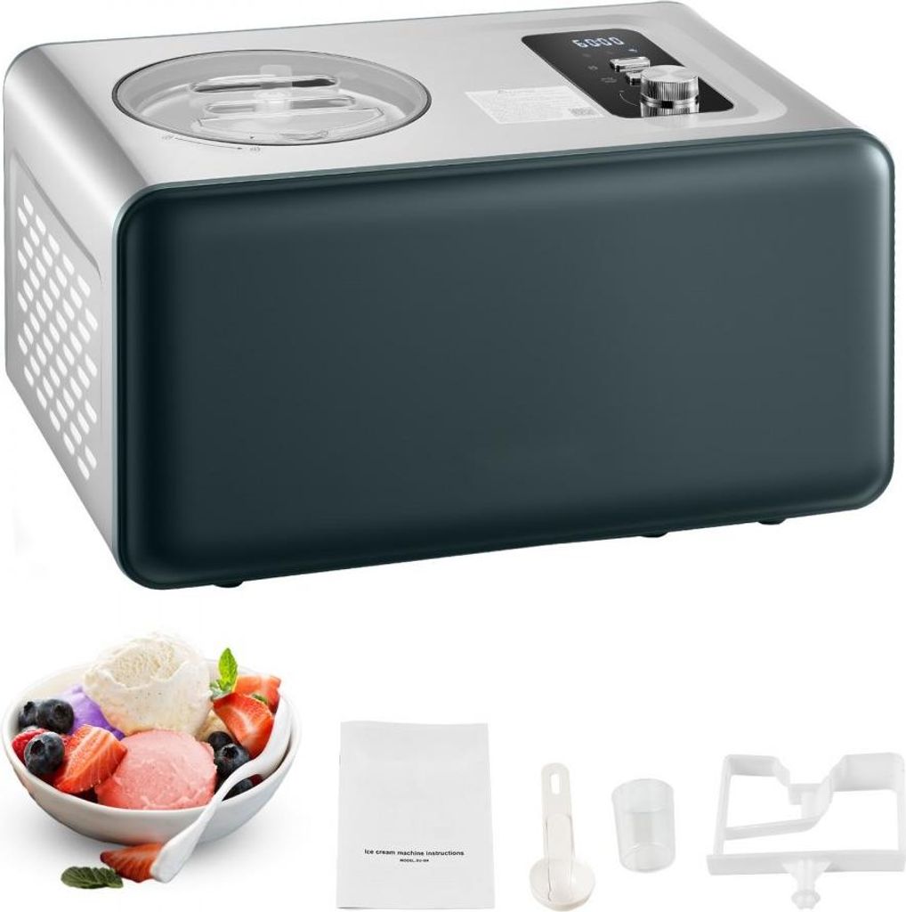Automatische Eismaschine 1,5 L mit eingebautem 150W Kompressor - Kein Vorgefrieren - Ice Cream und Sorbet Maker mit 3 Modi - Elektrischer Eismaschi...