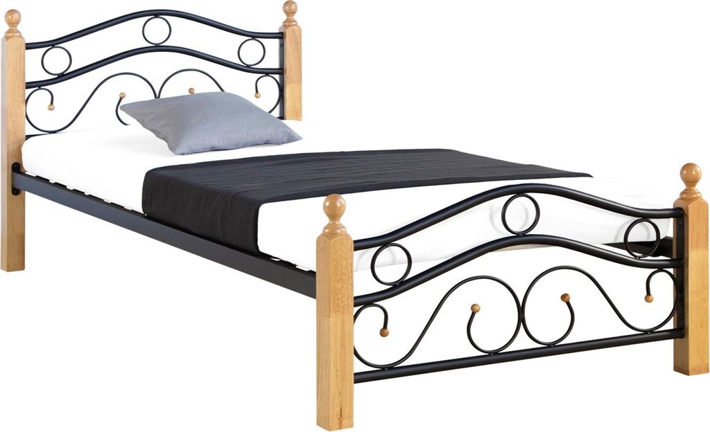 Metallbett 90x200 Schwarz Einzelbett Jugendbett Bettgestell Obrázek produktu 