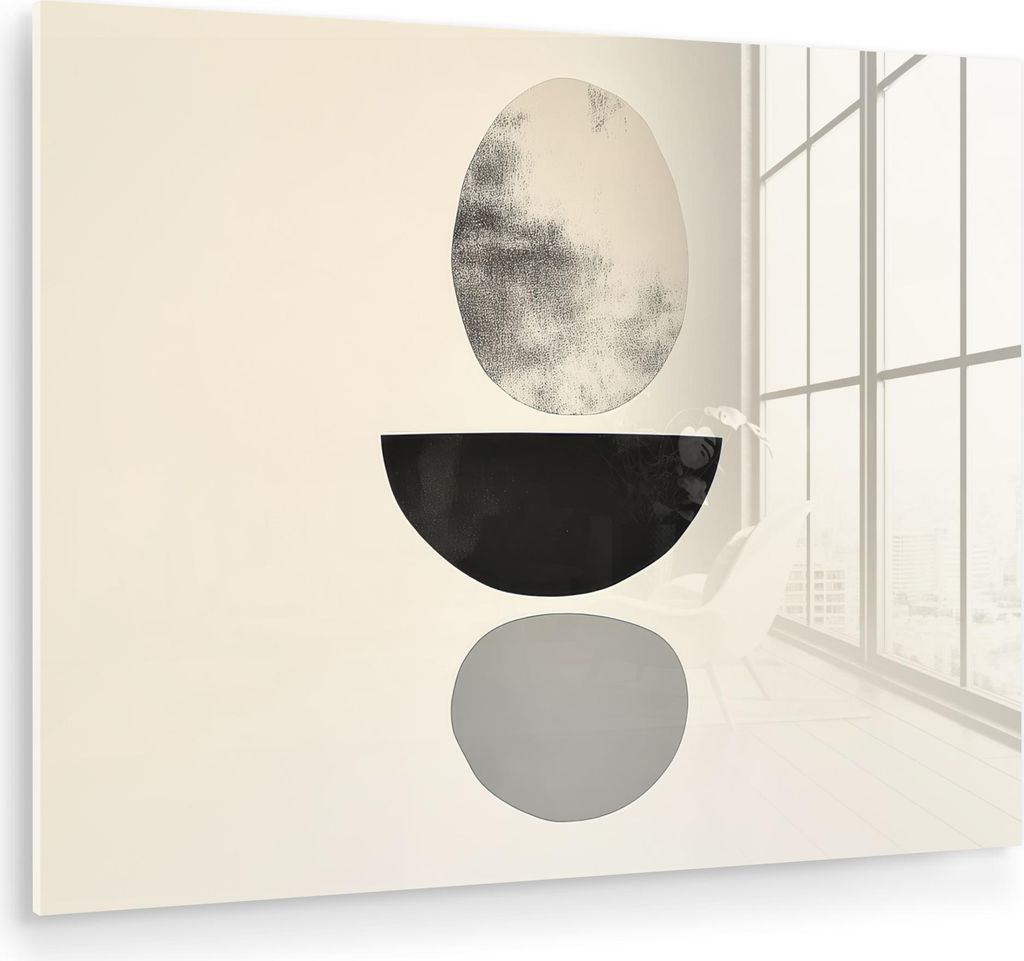 MuchoWow Glasbilder - Bilder auf Wandbild - Foto auf Glas Beige - Japandi - Wabi sabi 80x60 cm Wanddekoration aus Glas - Acrylglasbild - Acrylbilde...