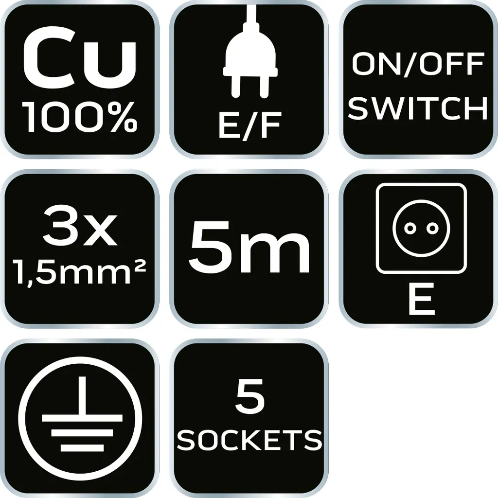 NEO TOOLS Multipresa 5 Posti Bianca 5 Metri | Resistente per Cantieri - 2