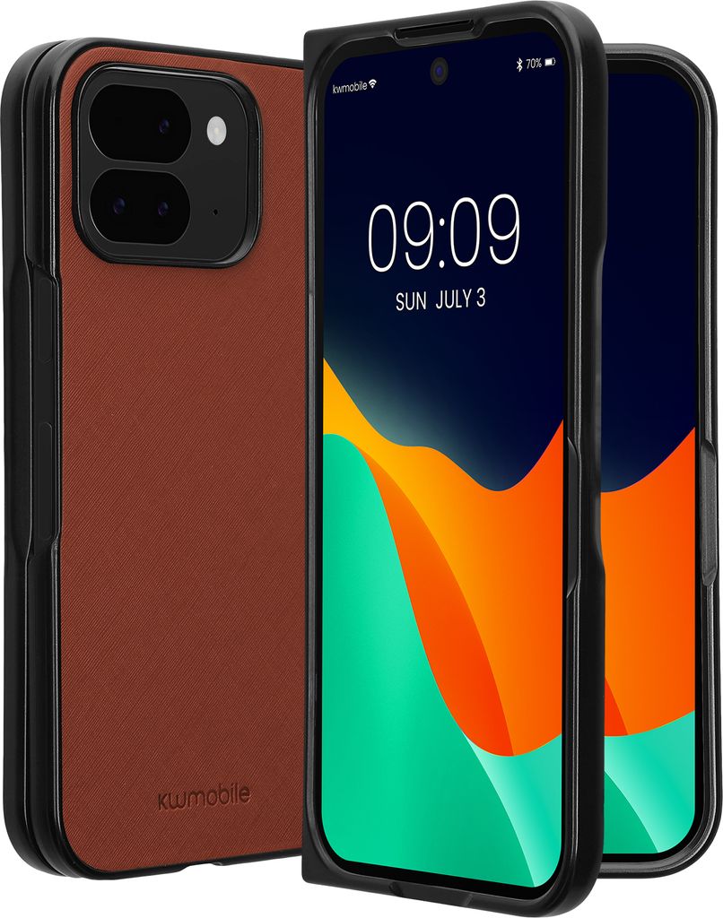 kwmobile Flip Hardcase kompatibel mit Google Pixel 9 Pro Fold - Hülle für Foldable Handy - Handyhülle in Braun