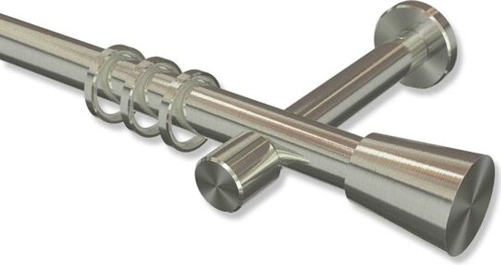 Interdeco Gardinenstange, Vorhangstange Edelstahl-Optik Modell Prestige Sitra, 20 mm Ø 1-läufig, 160 cm