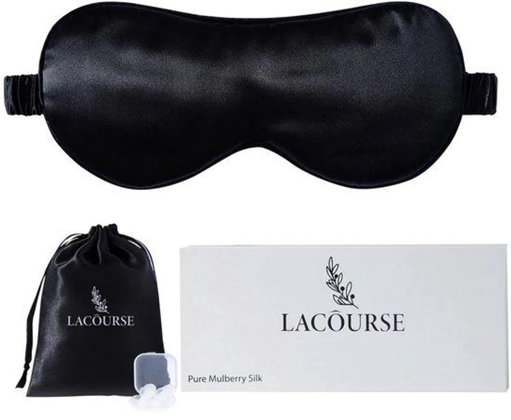 Masque de sommeil en soie de mûrier 22 Momme - Masque occultant noir