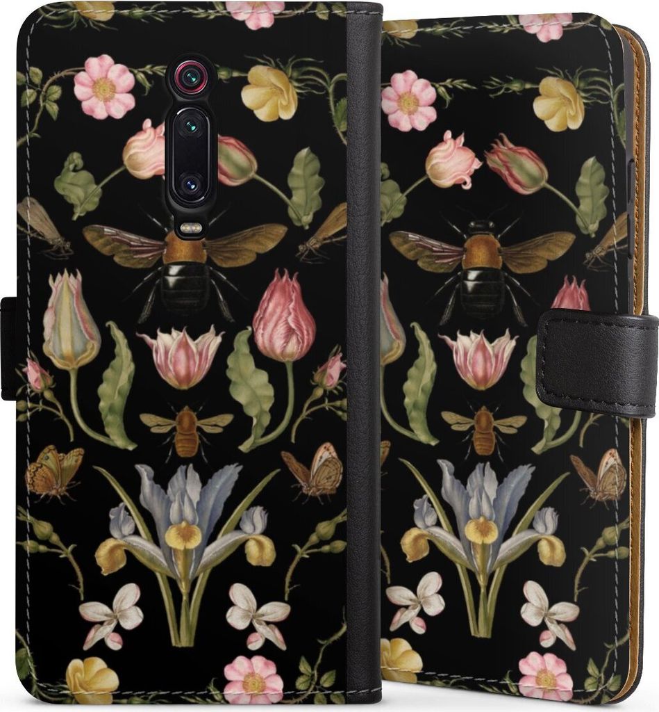 DeinDesign Klapphülle für Xiaomi Mi 9T Pro Handytasche Lederhülle Tasche Biene Blumenkranz Blüte