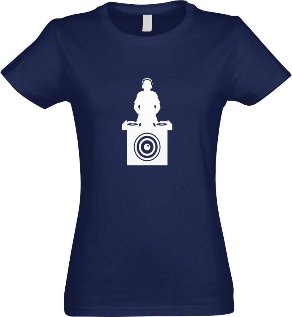 Kiwistar - T-Shirt tailliert - Damen - Navy - DJ Music Bass Disc Jockey - mit Motiv Bedruckt - Funshirt Design - Sport - Freizeit - Damen - S