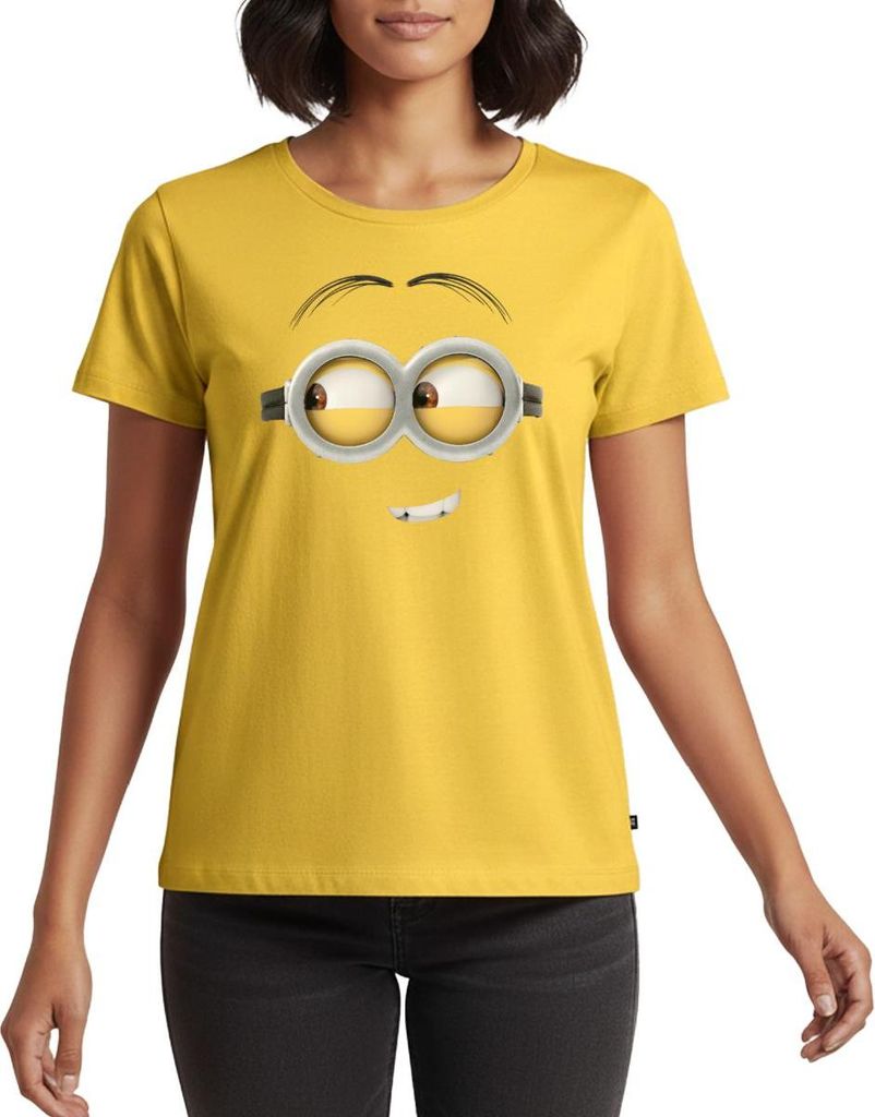 Spreadshirt Minions Dave Gesicht Kostüm Despicable Me Fasching Frauen Premium T-Shirt, M, Sonnengelb