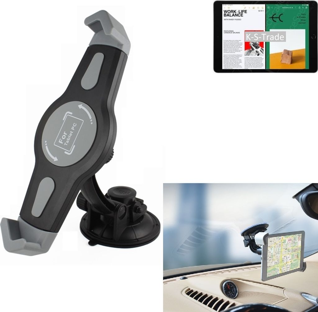 K-S-Trade Scheiben-Halterung für Tablets kompatibel mit Apple iPad (2021) Wi-Fi KFZ Tablet Saugnapf Auto Halterung Windschutzscheibe Holder Halter