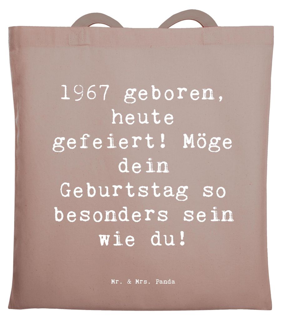 Mr. & Mrs. Panda Tote Bag Spruch 1967 Geburtstag - Braun Pastell - Geschenk, Geburtsjahr, Geschenkideen, tragetasche baumwolle, Geburtstagsgeschenk...