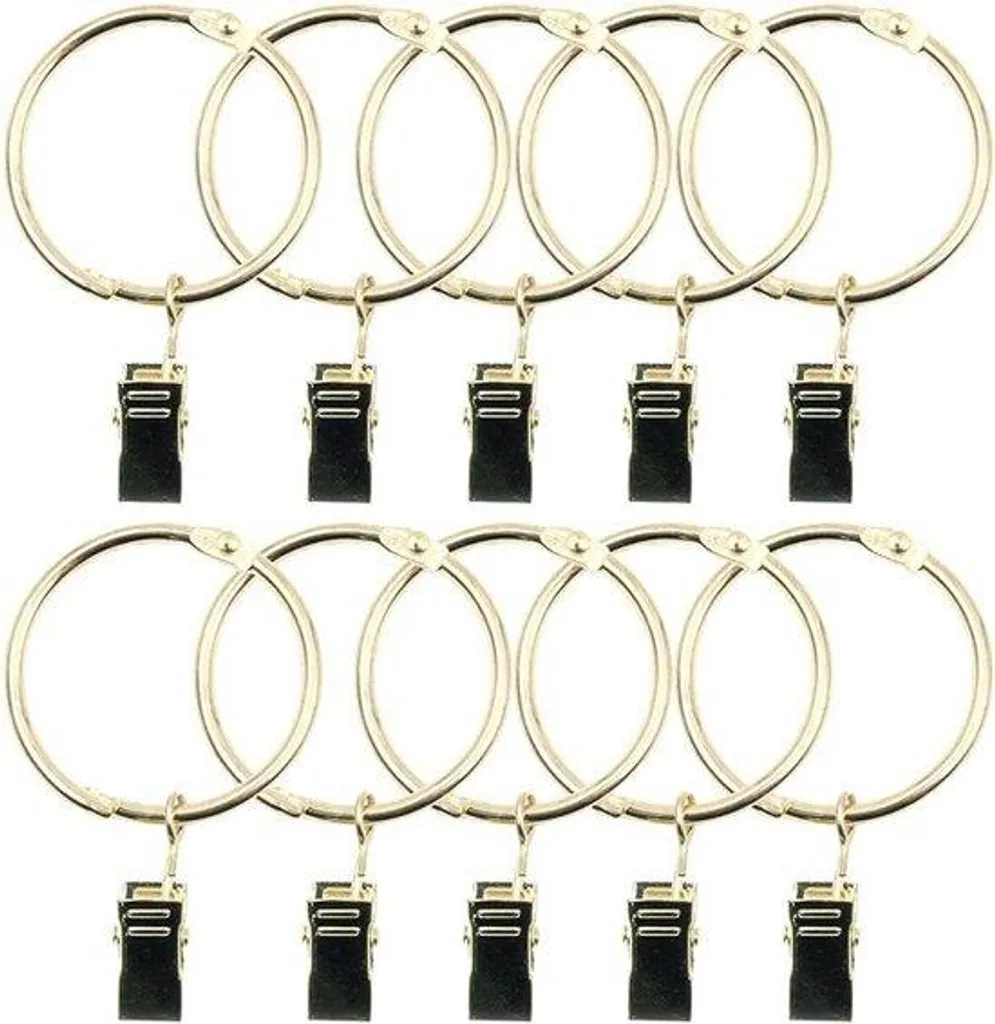 Lot de 40 anneaux de rideau inox avec pinces pour tringle de salon