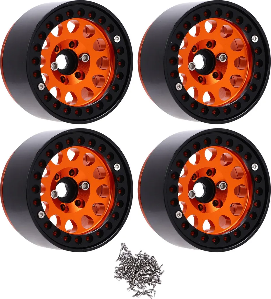 Moyeu de Roue RC 1.9 pouces en Aluminium Orange pour Voiture Crawler 1/10