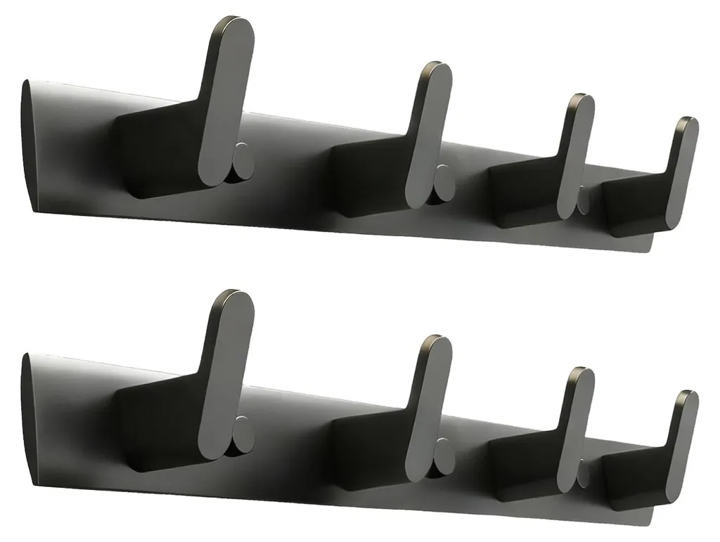 Patère murale noire autocollante 35 cm en métal pour toute la maison