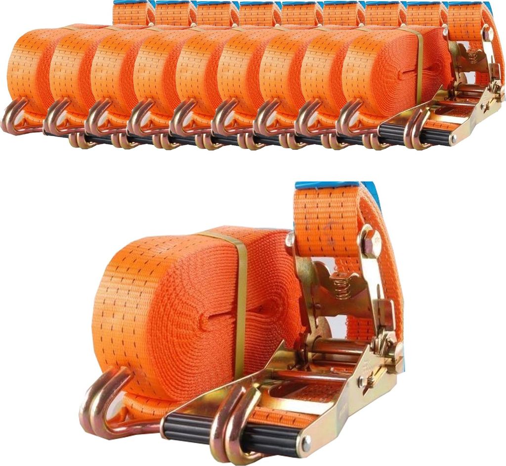 10x Spanngurt Ratschen Zurrgurt 10m 4t 4000kg 4to ORANGE 2-tlg.