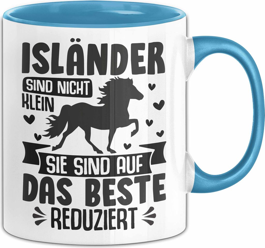 Isländer Pferde Tasse Geschenk Isländische Reiterin Geschenkidee Pferde-Liebhaber Geburtstag Kaffee-Becher (Blau)