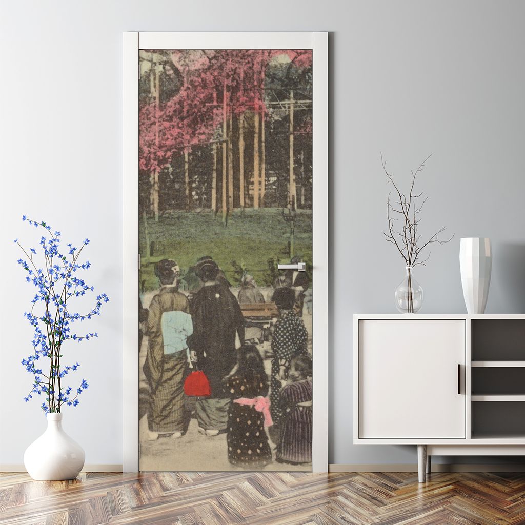 Dekorative Türposter selbstklebend Wandaufkleber Türaufkleber Pastellfarben Blumen 70 x 200 cm