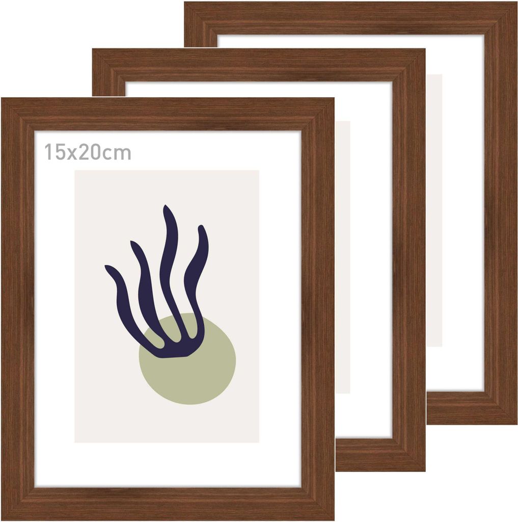 accent by nielsen Holz Bilderrahmen Velino, Walnuss, 15 x 20 cm (3er Set)